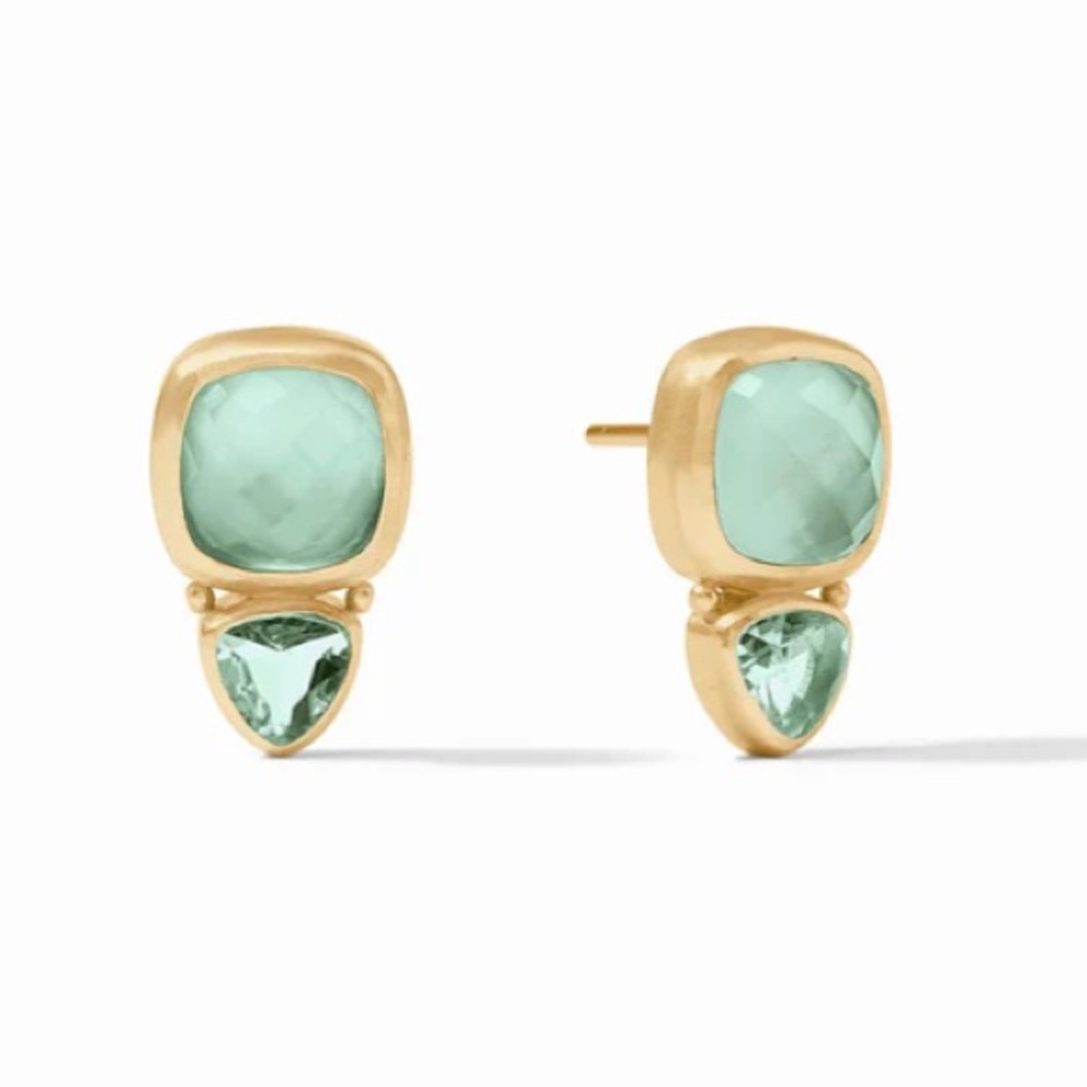 JULIE VOS Iridescent Aquamarine Blue Aquitaine Duo Stud Earrings